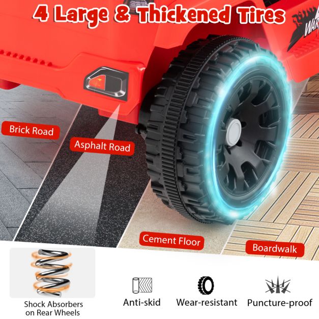 12V Kids Ride-On Truck Car with Remote Control for Ages 3+, Lights & Music