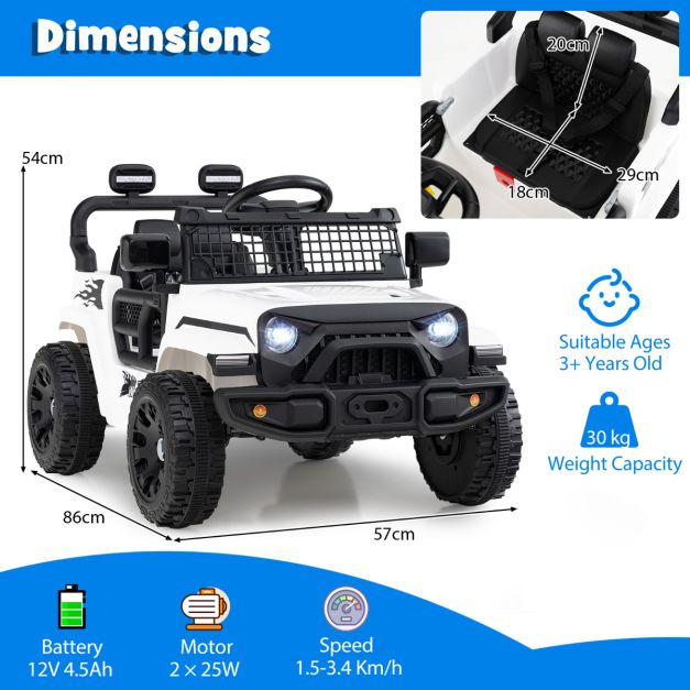 12V Kids Ride-On Truck Car with Remote Control for Ages 3+, Lights & Music