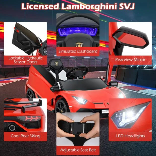 12V Licensed Lamborghini Kids Ride-On Car with Remote Control for Easy Driving