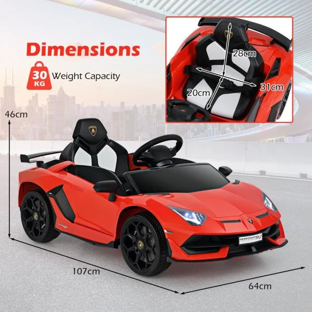 12V Licensed Lamborghini Kids Ride-On Car with Remote Control for Easy Driving