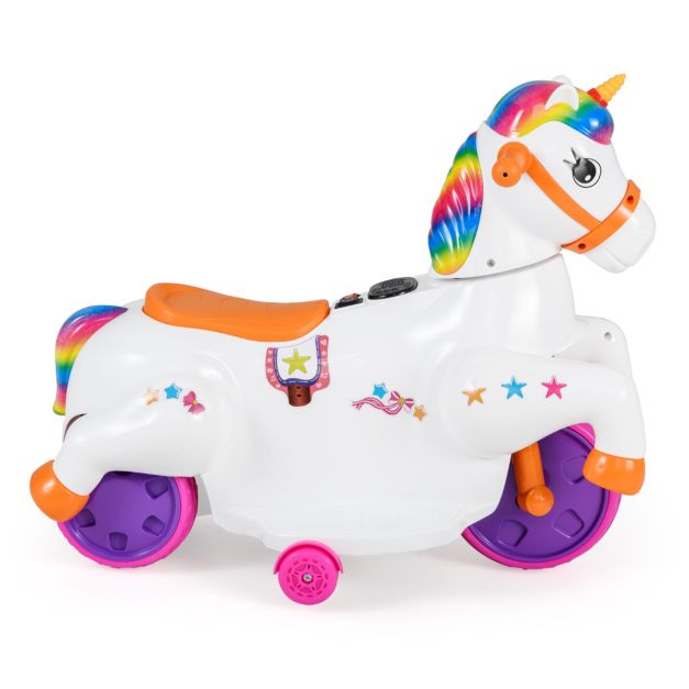 Kids 12V Unicorn Ride-On Vehicle with Training Wheels