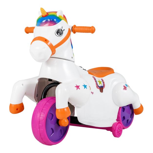 Kids 12V Unicorn Ride-On Vehicle with Training Wheels
