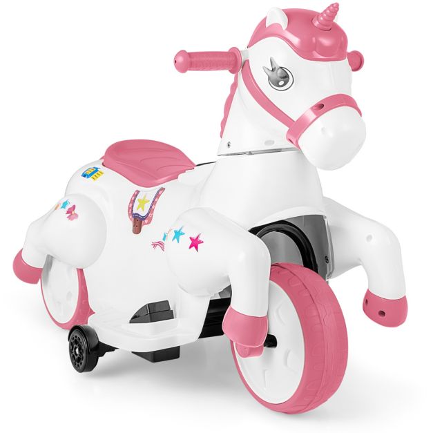 Kids 12V Unicorn Ride-On Vehicle with Training Wheels