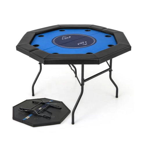 8-Player 130cm Foldable Poker Table with Padded Rails & Easy Storage