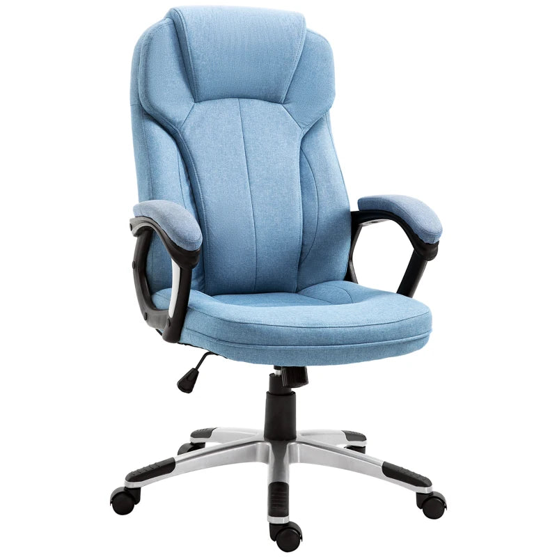 Blue Linen Office Chair – Adjustable Height & Swivel