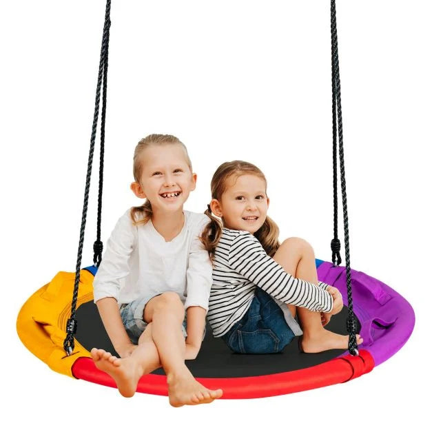 Kids’ 100cm Round Saucer Swing with Pillow and Sturdy Handle