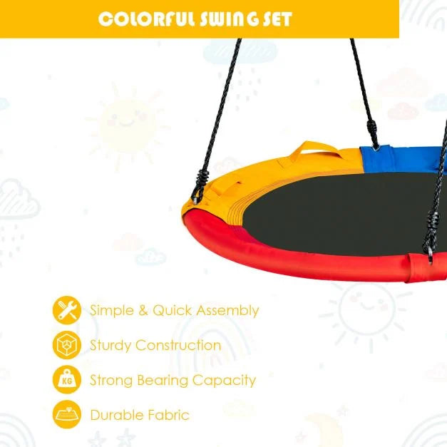 Kids’ 100cm Round Saucer Swing with Pillow and Sturdy Handle