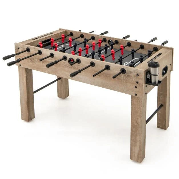 Full-Size 137cm Foosball Table with 2 Balls and Foldable Cup Holders