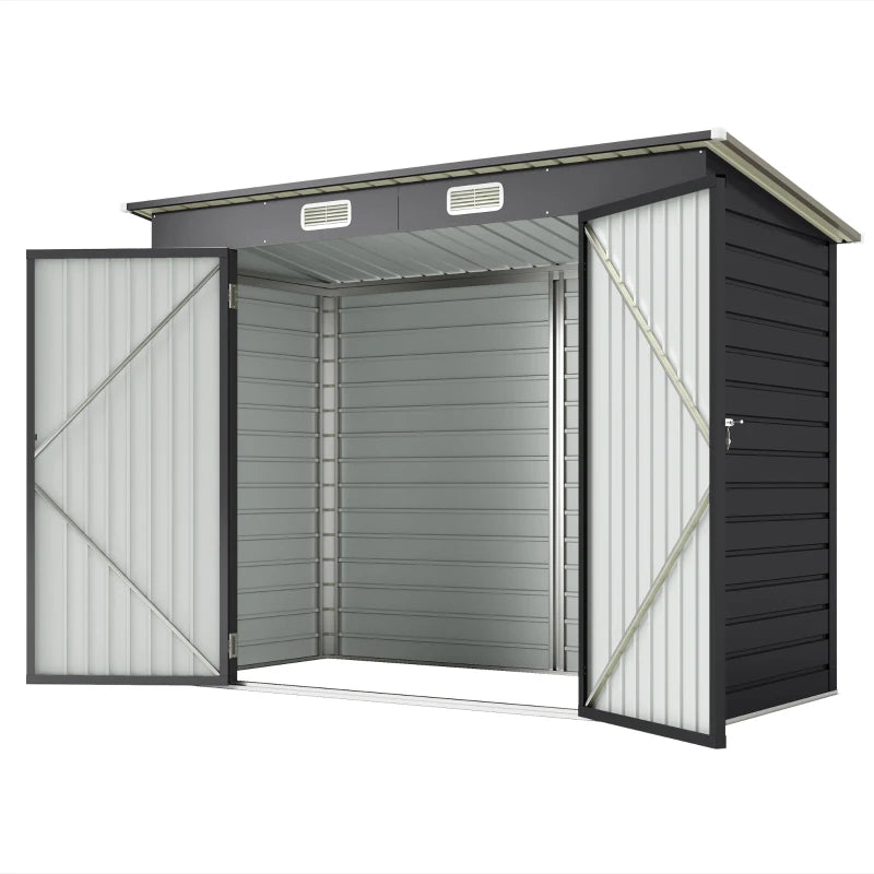 Durable Steel Storage Shed with Padlock and Latched Door, 3.7 x 7.9ft Grey
