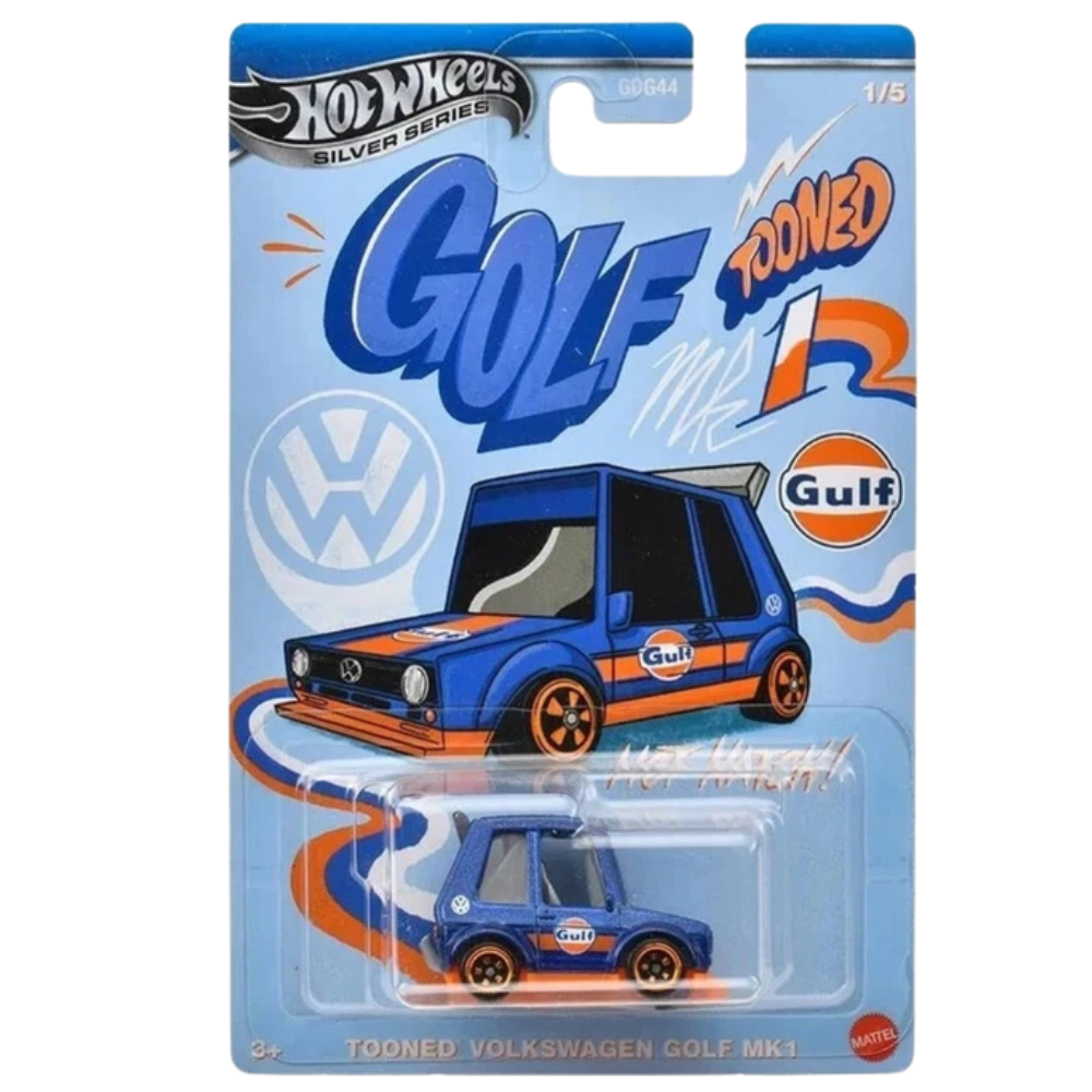 Hot Wheels Tooned Gulf Silver Series 1:64 Die-Cast Cars Volkswagen Toyota & Chevrolet Models Collectible Toy Vehicles