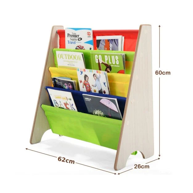 Kids 4-Tier Bookshelf with Magazine and Book Organizer