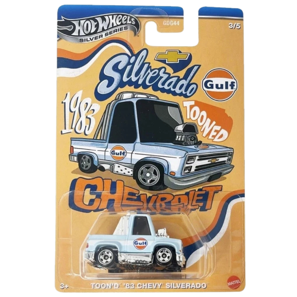 Hot Wheels Tooned Gulf Silver Series 1:64 Die-Cast Cars Volkswagen Toyota & Chevrolet Models Collectible Toy Vehicles