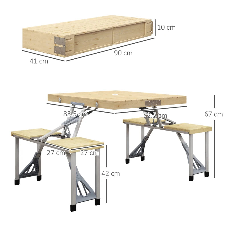 Aluminium Folding Picnic Table with Umbrella Hole