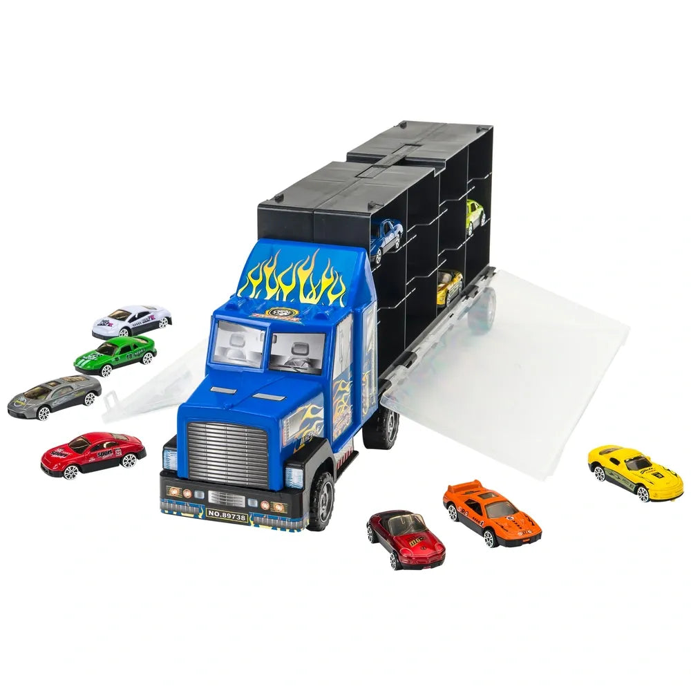 Super Wheelz Diecast Car Set with Truck Carry Case – 12 Vehicles