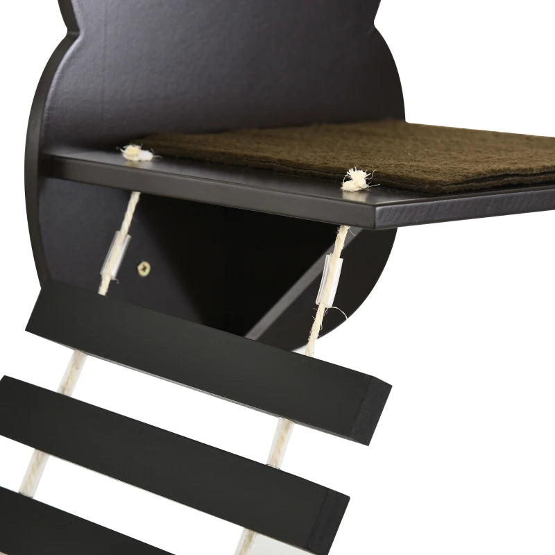 Wall-Mounted Cat Shelves Set – 5 Pieces, Brown