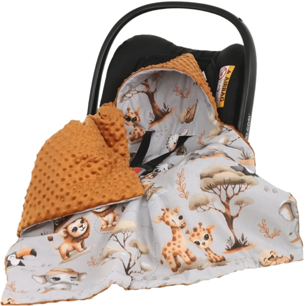 Baby Car Seat Hooded Blanket Double-Sided Soft Cotton Cozy Travel Cover for Infant