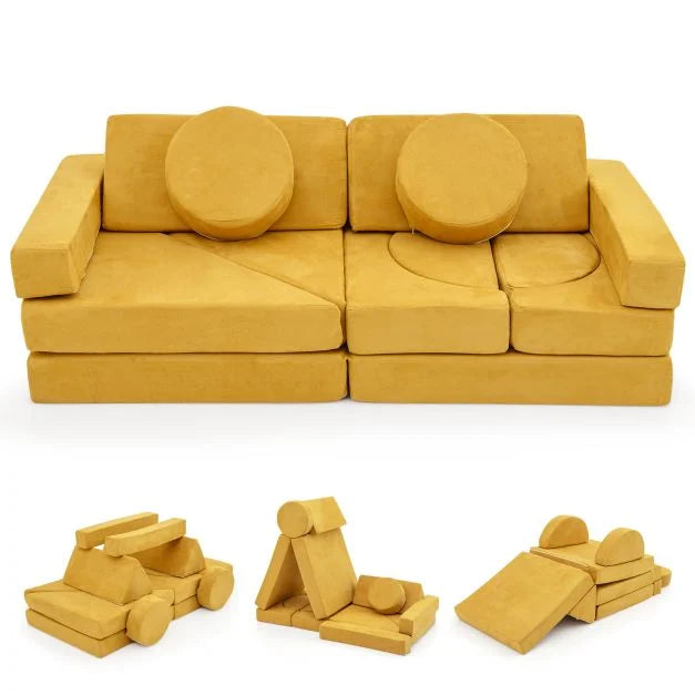 14-Piece Modular Kids Play Couch Sectional Sofa Building Blocks Playset