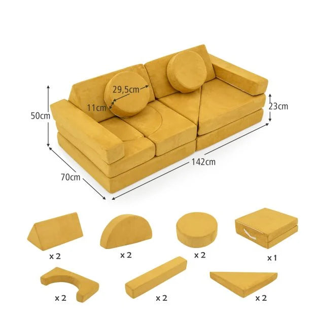 14-Piece Modular Kids Play Couch Sectional Sofa Building Blocks Playset