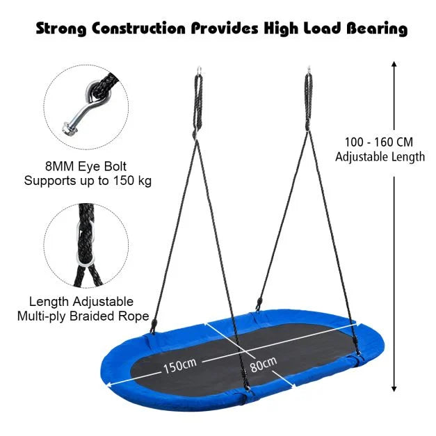 Oval 150 cm Kids Swing with Height-Adjustable Rope for Indoor/Outdoor Use