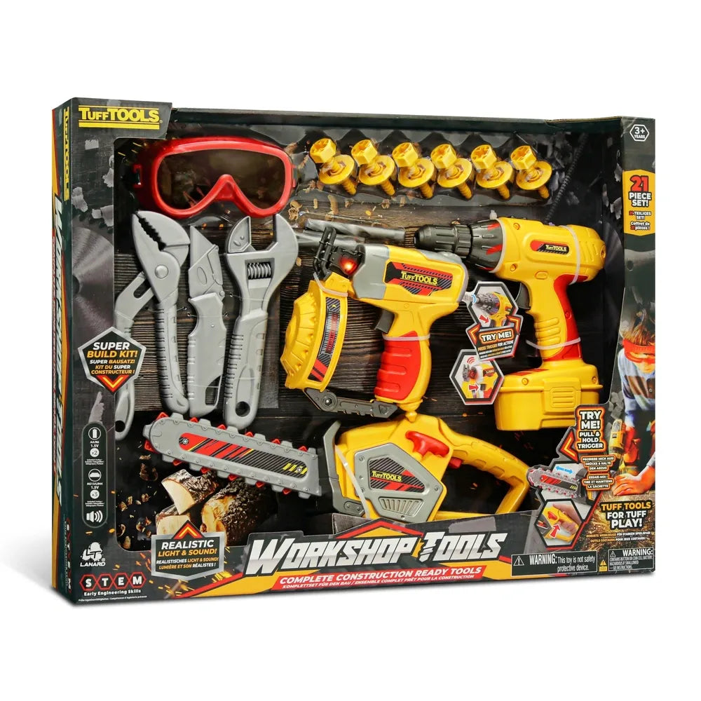 Tuff Tools Construction Workshop Tool Kit Set – Pretend Play for Kids