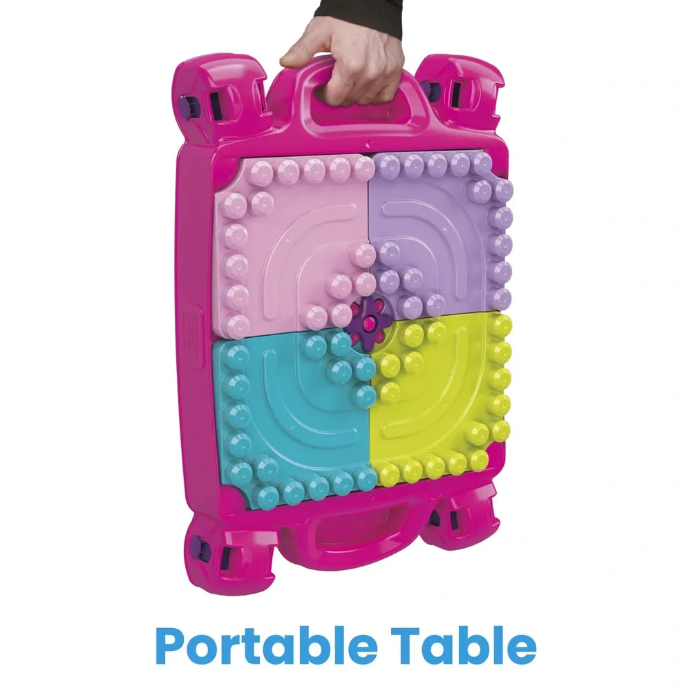 MEGA Bloks Build 'N Learn Table in Pink & Purple with Building Blocks