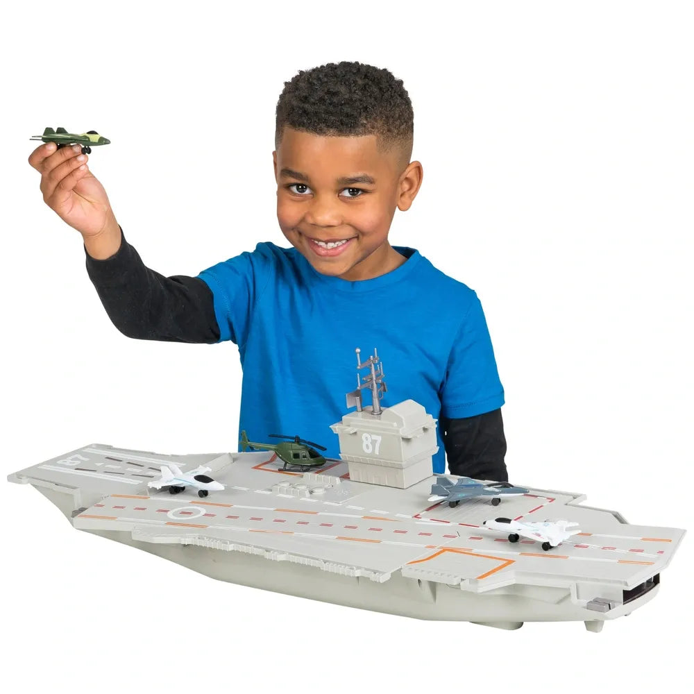 Aircraft Carrier Playset with Lights and Sounds for Kids