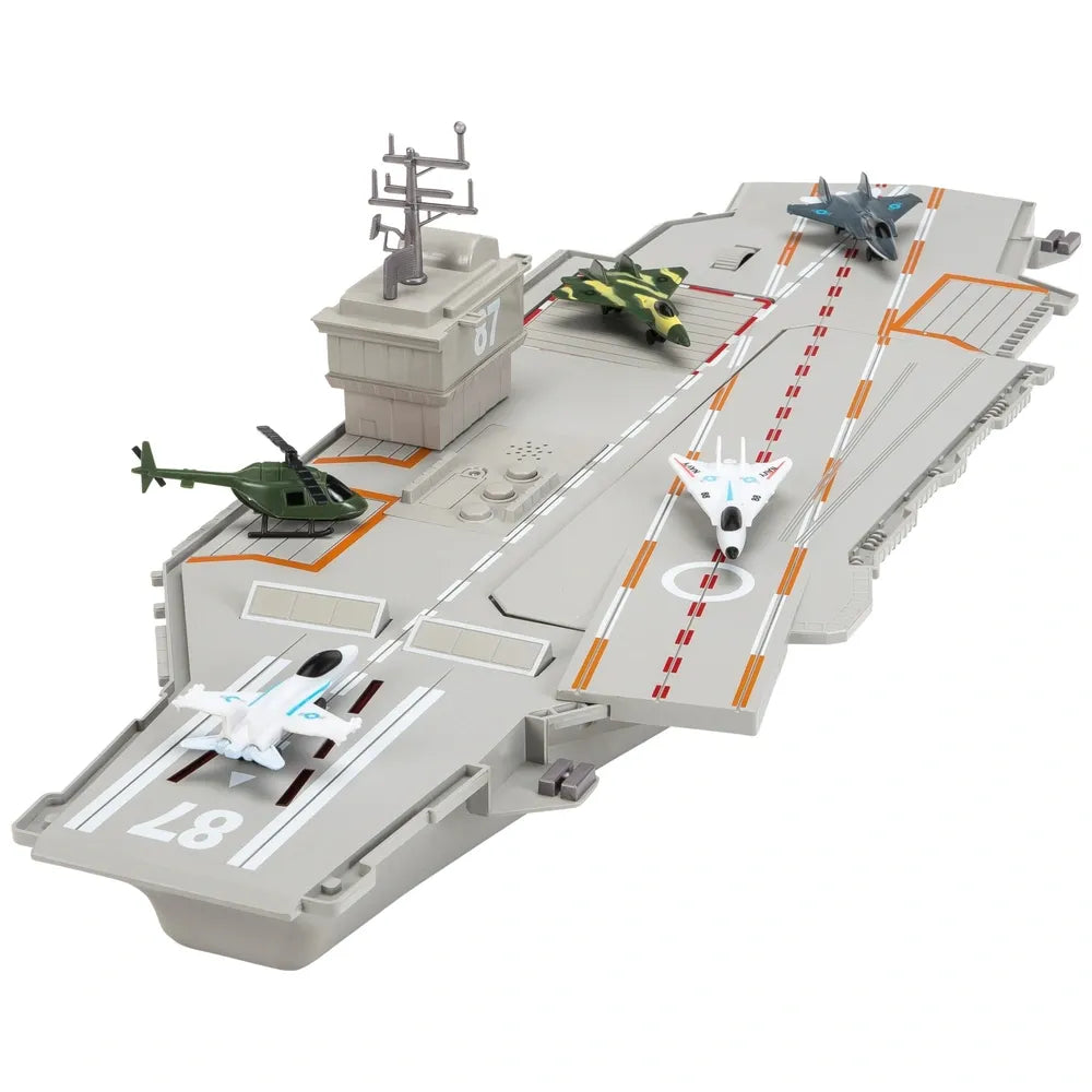 Aircraft Carrier Playset with Lights and Sounds for Kids