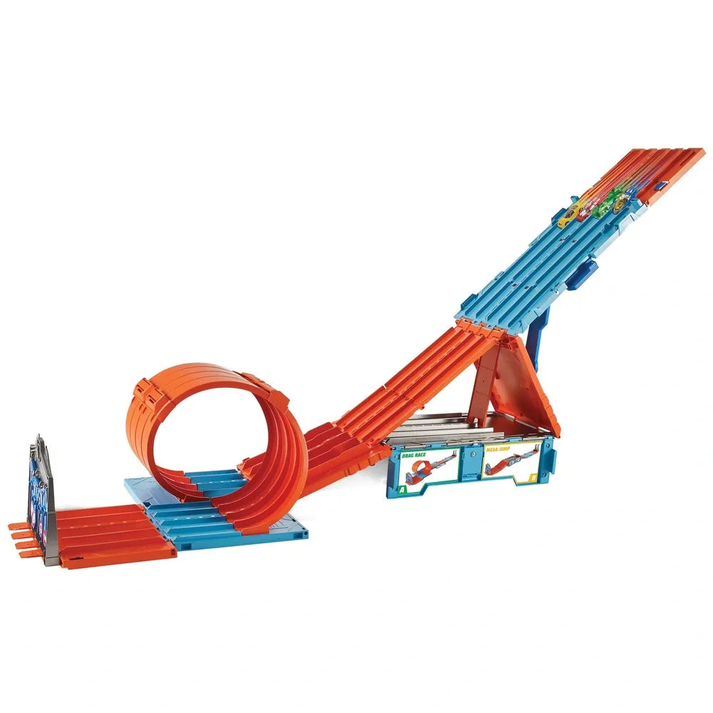 Hot Wheels Track Builder Race Crate Toy with 2 Die-Cast Cars