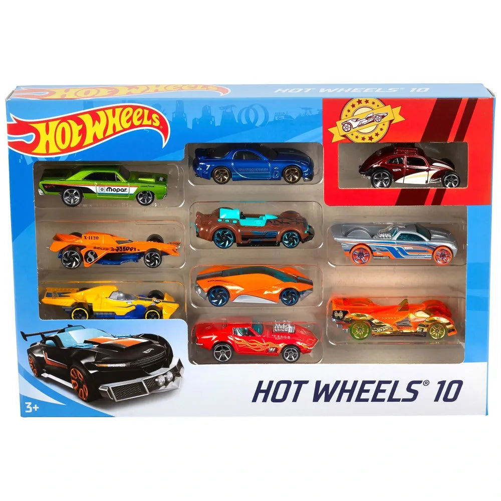 Hot Wheels 1:64 Die-Cast Cars 10-Pack Assorted Vehicles for Kids & Collectors