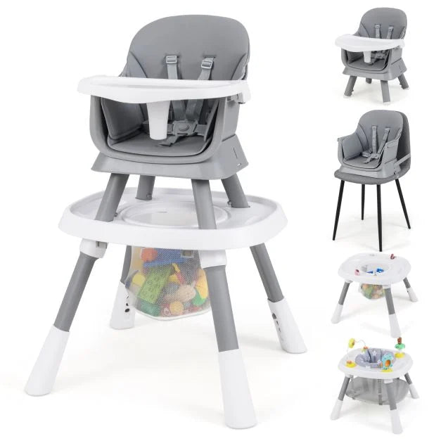 Convertible 16-in-1 Baby High Chair with Detachable Tray and 5-Point Safety Harness