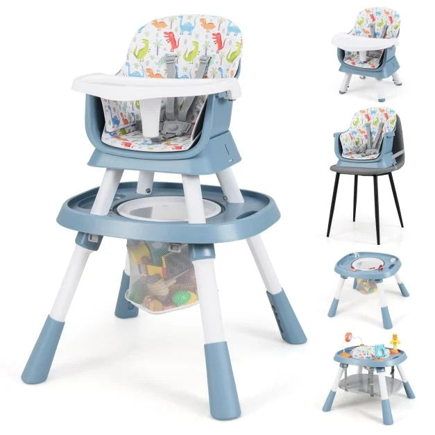 Convertible 16-in-1 Baby High Chair with Detachable Tray and 5-Point Safety Harness
