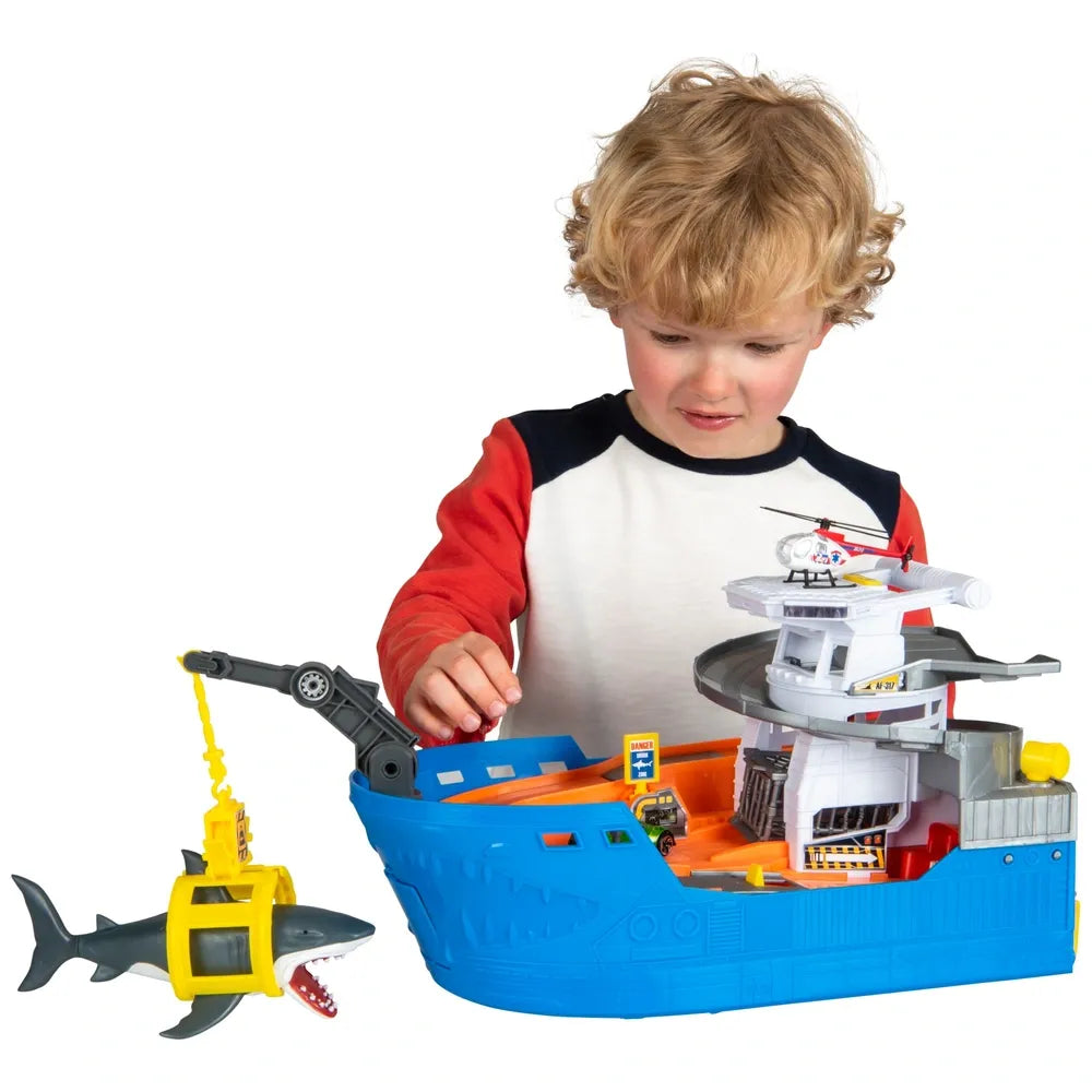 Dickie Toys Shark Attack Boat Playset with Lights and Sounds