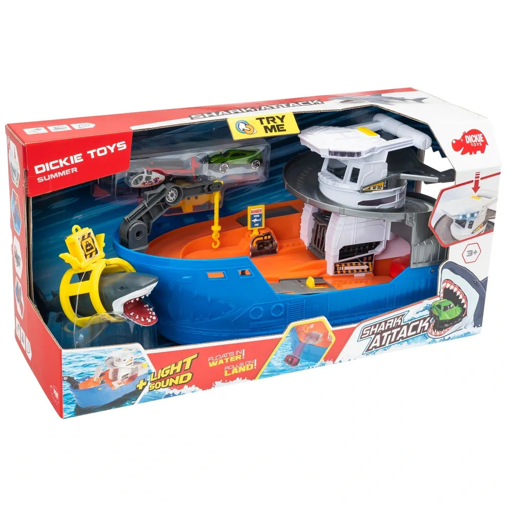 Dickie Toys Shark Attack Boat Playset with Lights and Sounds