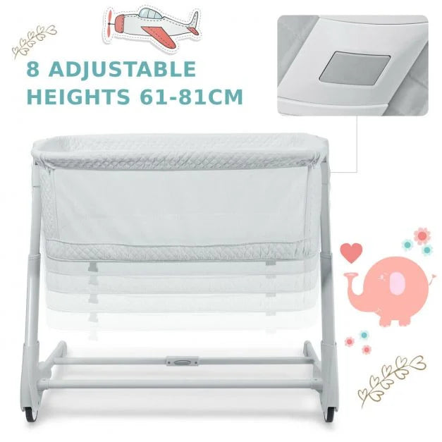 Breathable Mesh Baby Bedside Cot with Easy-Clean, Washable Mattress Included