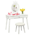 Kids Dressing Table Set with Comfortable Padded Stool for Bedroom
