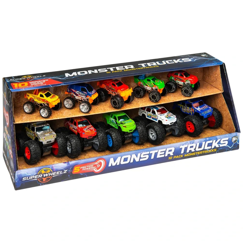 Super Wheelz Diecast Trucks 10-Pack – Collectible Mini Vehicle Set