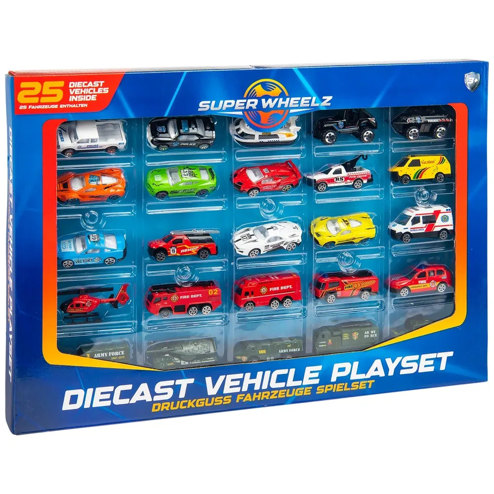 Super Wheelz Diecast Vehicles 25-Pack – Collectible Mini Car Set