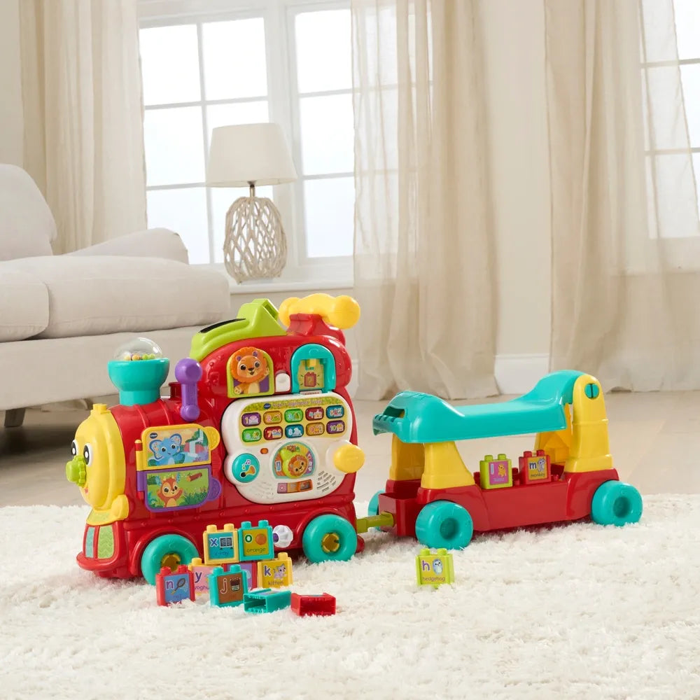 VTech Baby 4-in-1 Alphabet Train Ride-On in Red – Educational Toddler Toy