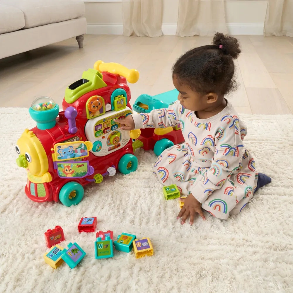 VTech Baby 4-in-1 Alphabet Train Ride-On in Red – Educational Toddler Toy