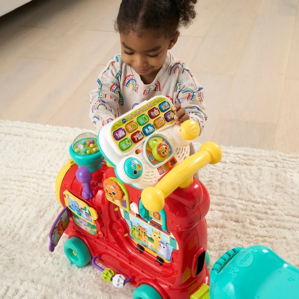 VTech Baby 4-in-1 Alphabet Train Ride-On in Red – Educational Toddler Toy