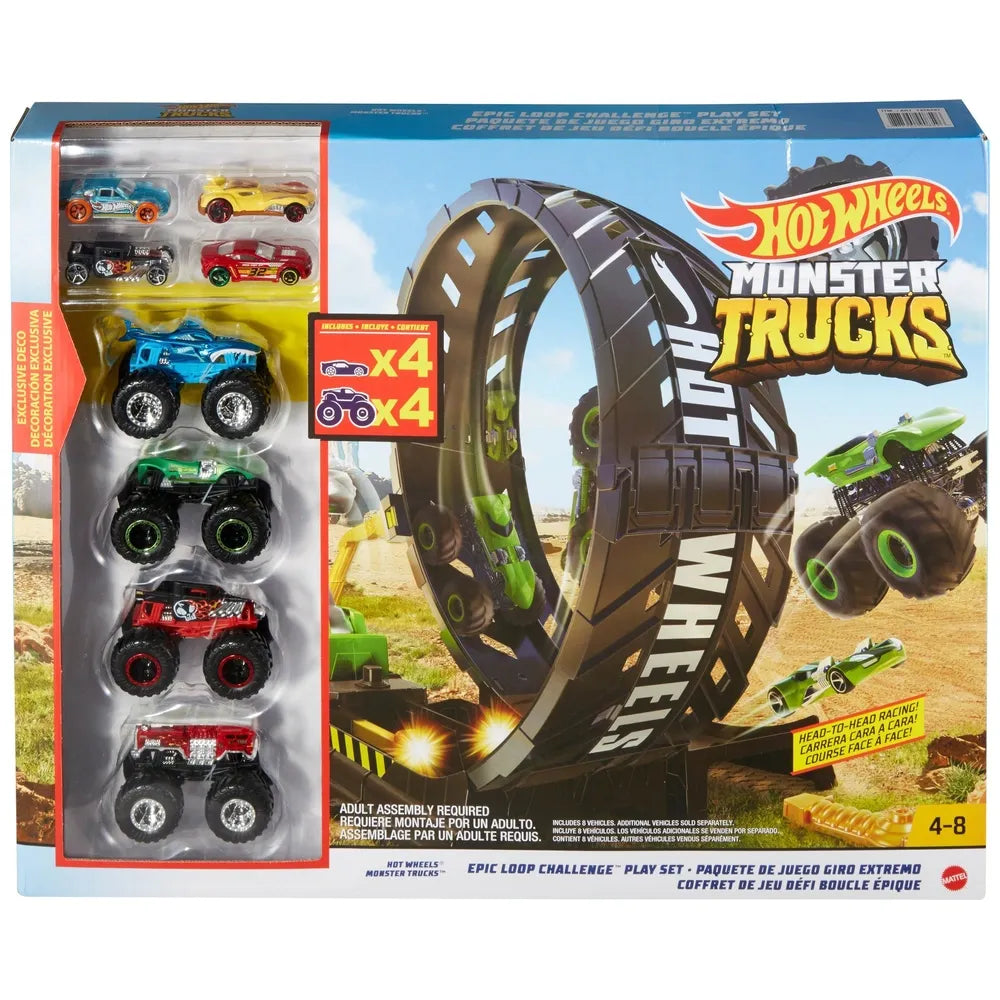 Hot Wheels Monster Trucks Loop Playset with 8 Exciting Die-Cast Cars