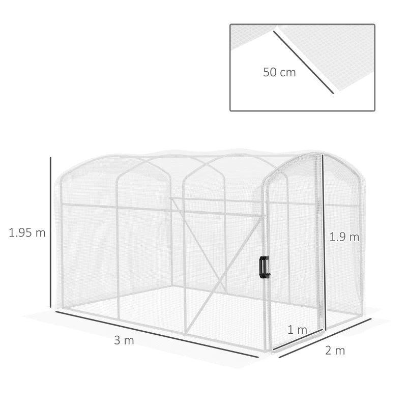 Walk-In Polytunnel Greenhouse with UV-Resistant PE Cover & Steel Frame – 2 x 2 x 2 m, White