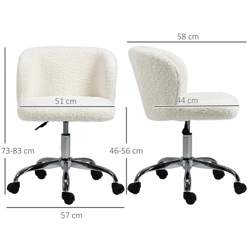 White Office Chair – Adjustable Height & Wheels