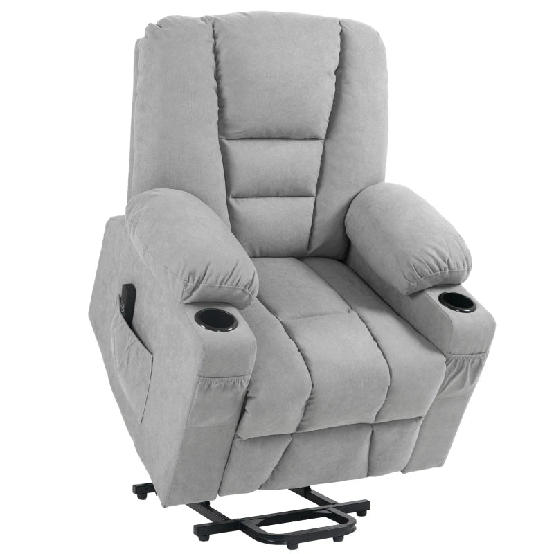 Elderly Recliner Chair – Oversized Lift Chair with Remote & Storage, Light Grey
