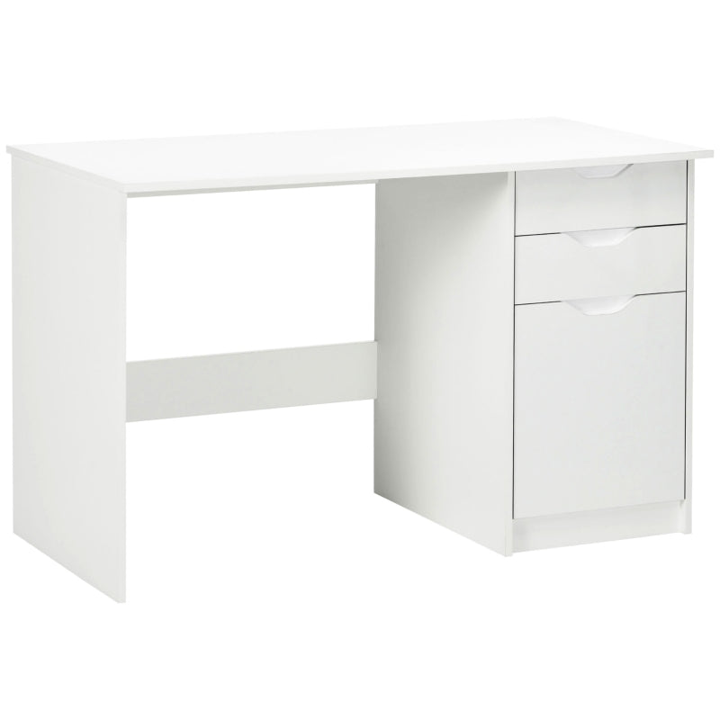 High Gloss White Desk 120x60cm with Drawers & Storage Cabinet