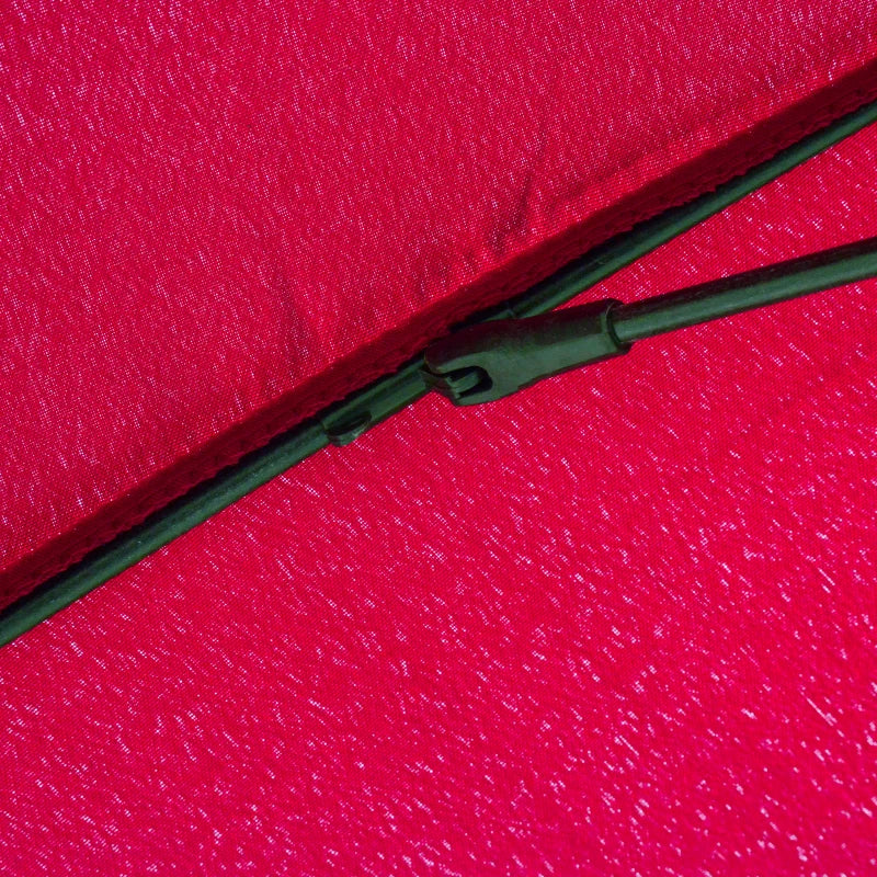 Red outdoor garden parasol umbrella with crank & tilt, adjustable sun shade, 2.5m