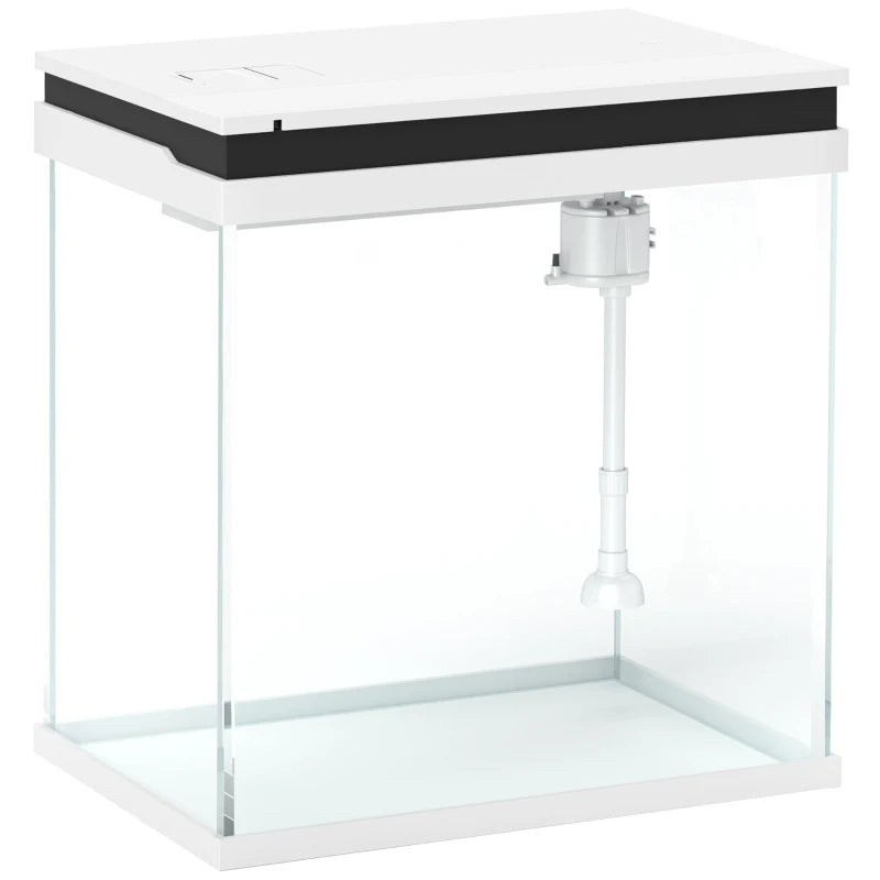 White Glass Fish Tank 14L w/ Filter & Pump