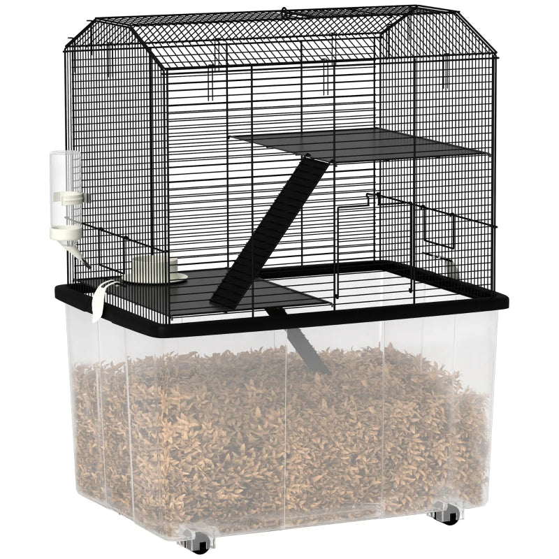 Three-Tier Gerbil Cage w/ Wheels & Deep Bottom
