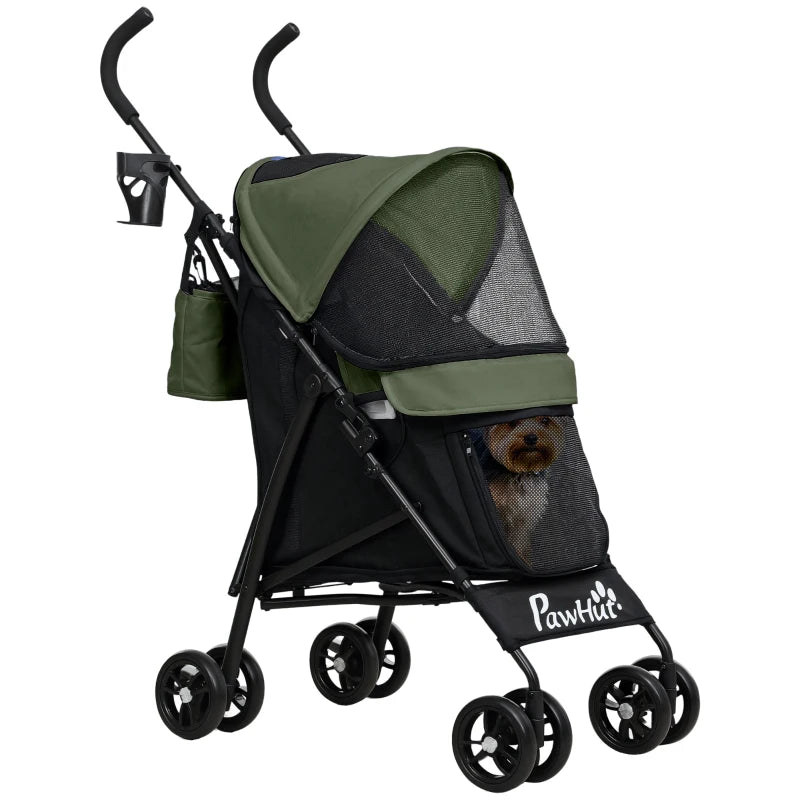 Foldable Dog Pram w/ Storage Bag & Cup Holder