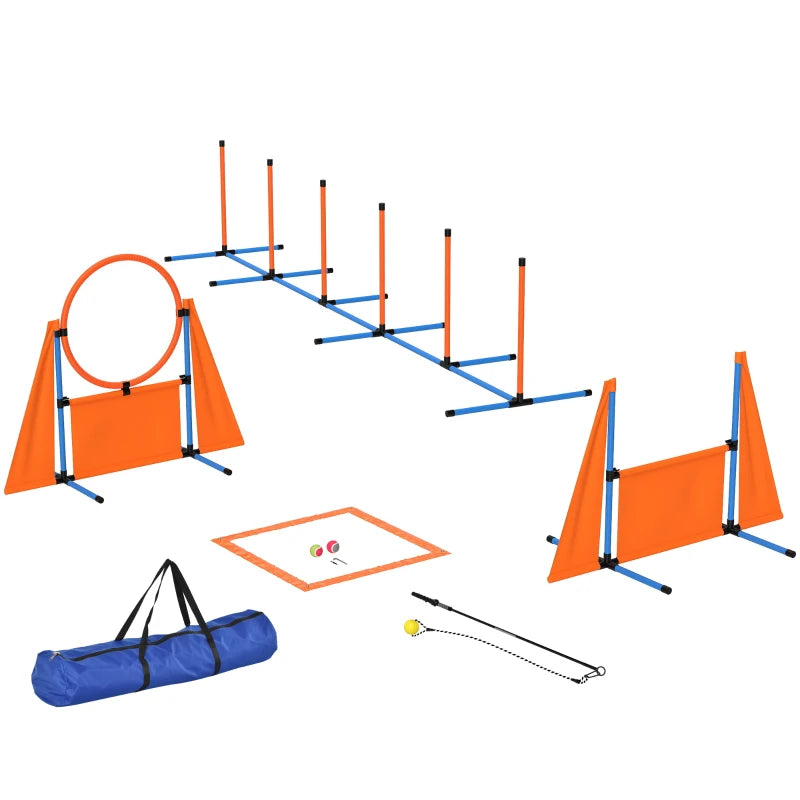 Orange Dog Agility Equipment Set – 7 Pieces with Carry Bag